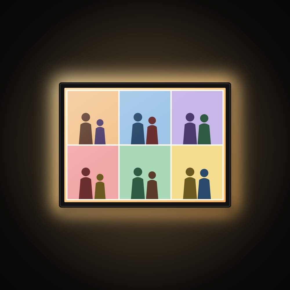 Family Collage LED Frame - glowing frame (sample illustration)